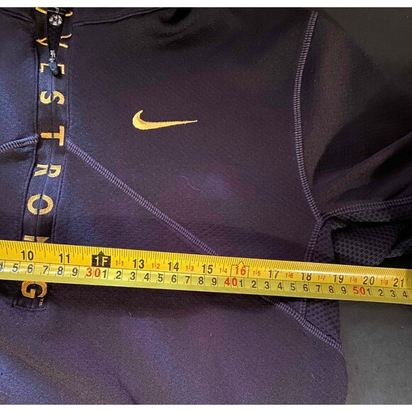 Nike Livestrong Quarter Zip Pullover Mens M Black Swoosh Cycling Sweater - Picture 4 of 5